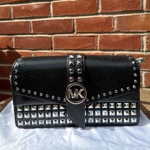 Michael Kors Black and Silver Studded Crossbody Bag